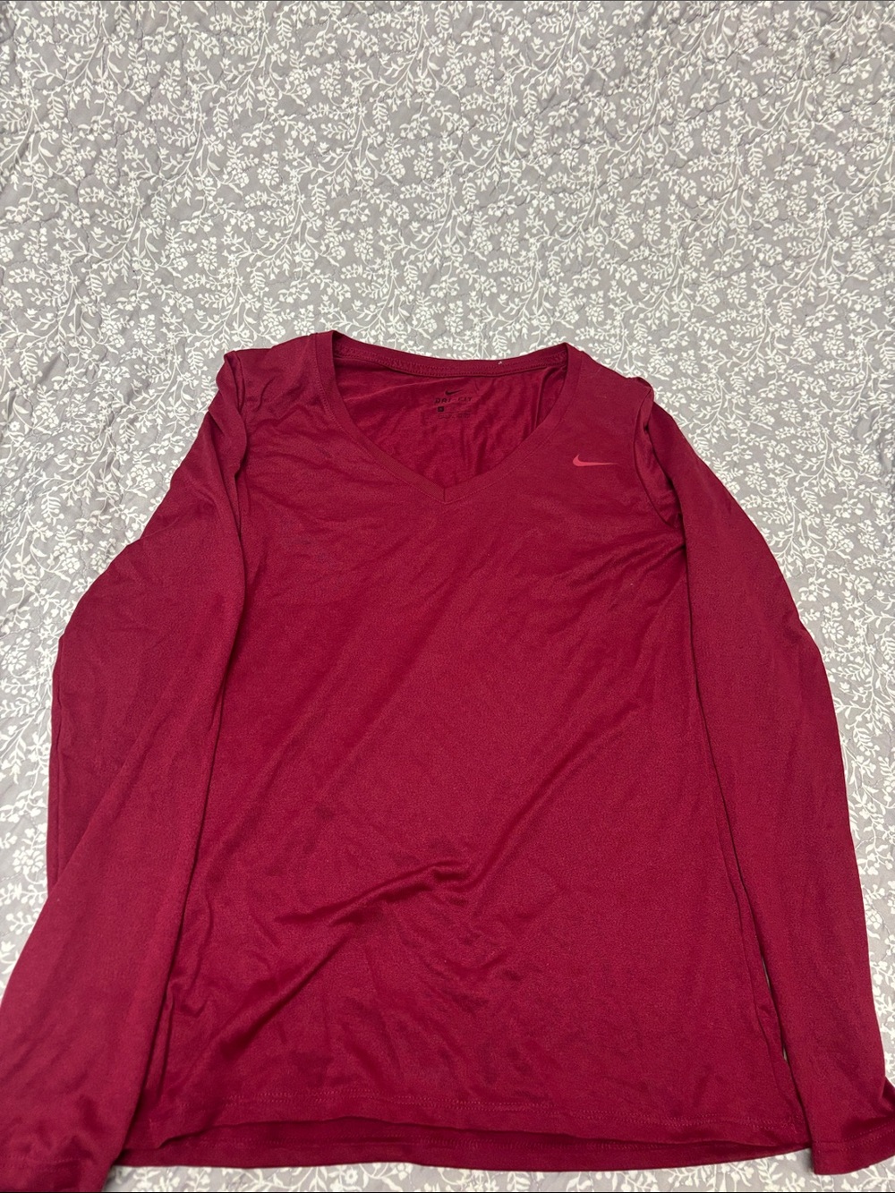 Nike Women's Long-Sleeve V-Neck Top - Wine